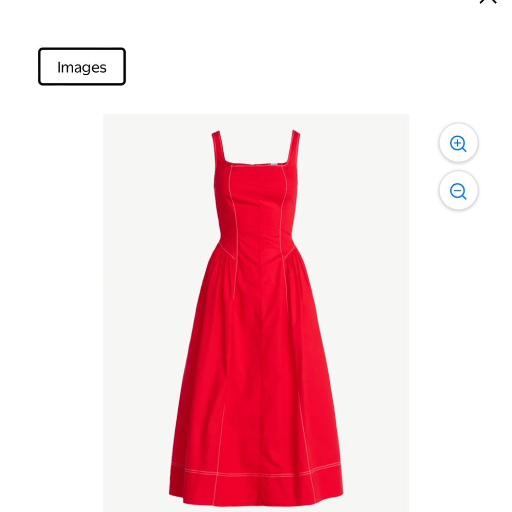 Red Square-Neck Midi Dress